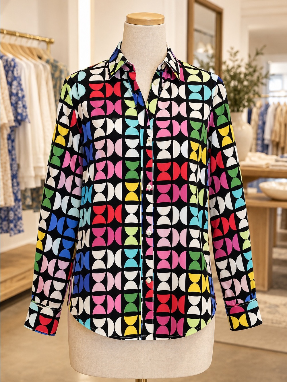 Kenny Dana UPF 50 Tropical geometric Print Button Down Shirt NWT